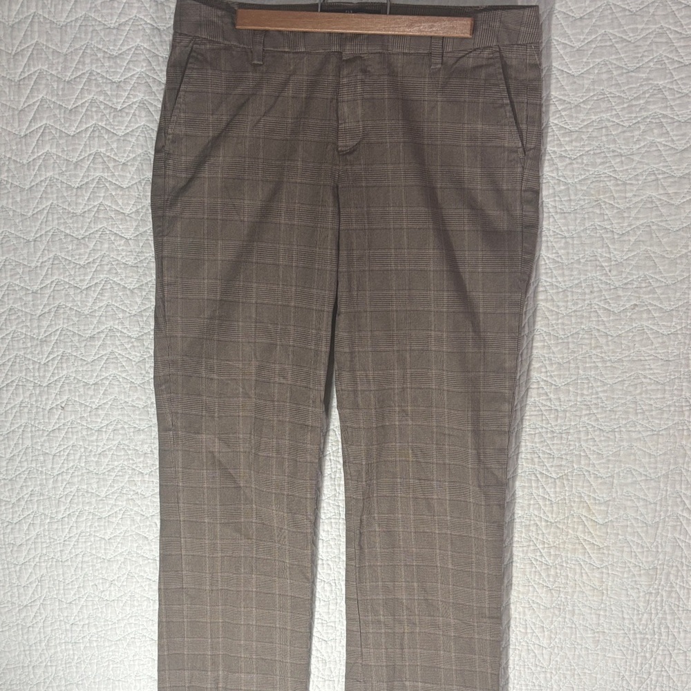 GAP Brown Windowpane Plaid Ankle Dress Pants